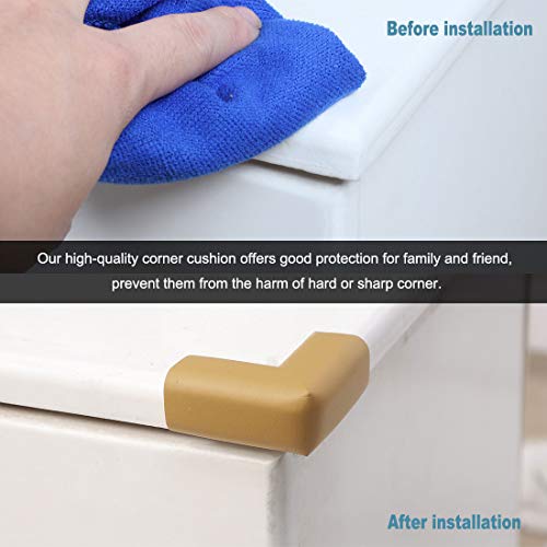Image of uxcell 2pcs Foam Furniture Desks Edge Cover Pads Protectors Corner Cushions Bumpers Guards Light Brown