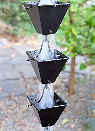 Miniatura 4 de KAM Home - Cadena de lluvia de aluminio natural con kit de instalación (negro, 8.5)