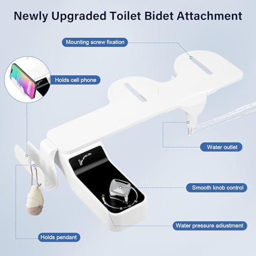 Bidet Einsatz für Toilette,Bidet Aufsatz Nicht Elektrisch Bidet,Toilettenaufsatz mit selbstreinigende Doppeldüsen(Hintere/Weibliche Reinigung),Für schwangere Frauen,Einstellbarer Wasserdruck