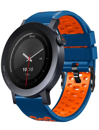 [RosMank] 22mm �o���h CMF by Nothing Watch 3 Pro/CMF by Nothing Watch Pro 2 �Ή��A�i�b�V���O�E�H�b�`�v�� 3/2 �p�\�t�g 2�F�V���R�������p�X�g���b�v �u���[�I�����W