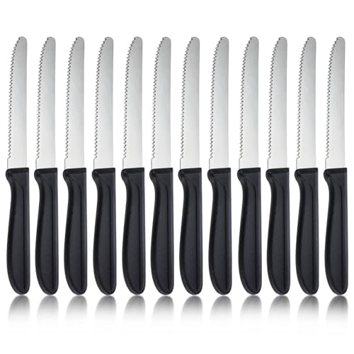 hunnycook Frühstücksmesser 12 Stück, Wellenförmiger Tafelmesser mit Wellenschliff, Frühstücksmesser set aus Edelstahl, Besteck messer set für Haus und Restaurant, Spülmaschinenfest