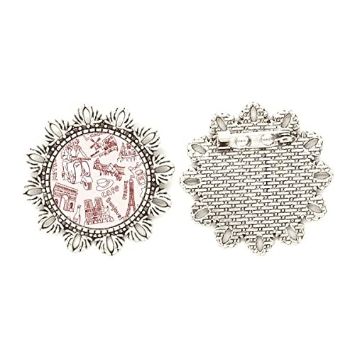 Broche de plata Torre Eiffel y Louvre en tamaño mediano para solapa