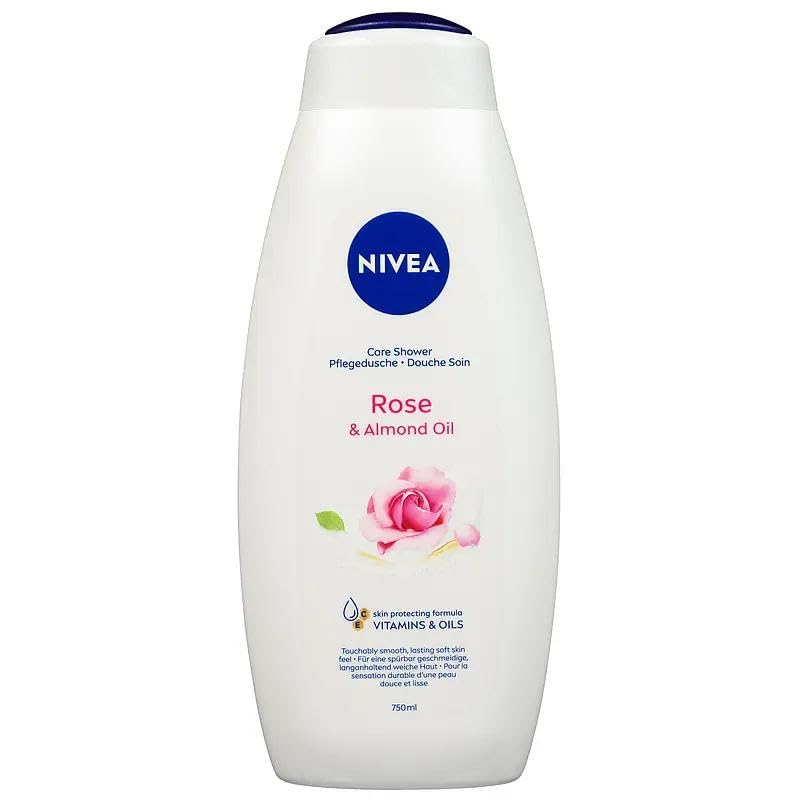 Nivea - Gel de ducha (6 unidades, aceite de rosa y almendra, 750 ml)
