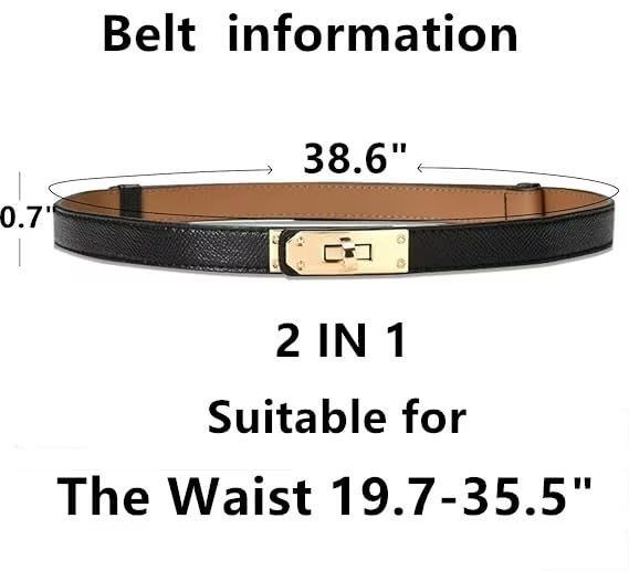 2 in 1 Women's Skinny Leather Belt,Adjustable Fashion Belts Thin Waist Belt For Dress Jeans Coat,Slim Waistband2