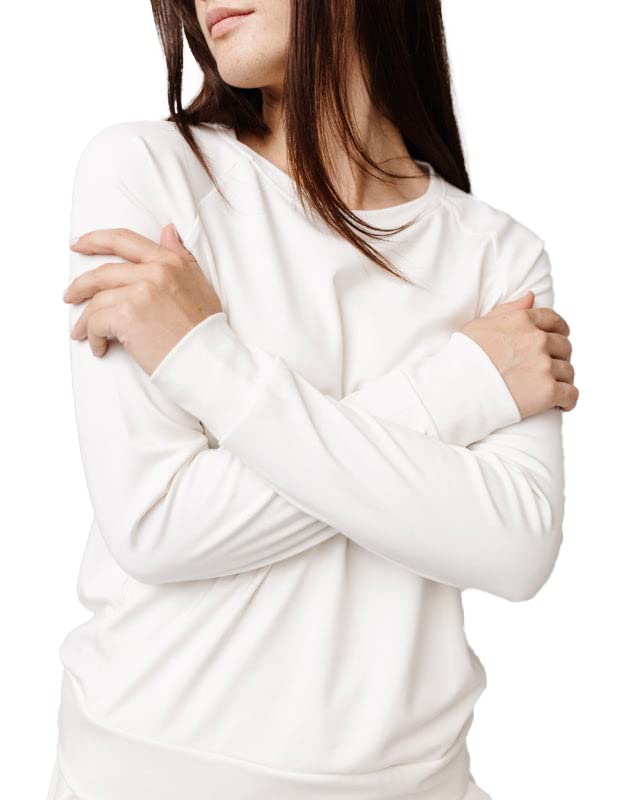 Cozy Earth Women's Pullover Crew, Color Ivory, Size Medium - Made from Viscose from Bamboo, Ultra-Soft, Temperature Regulating