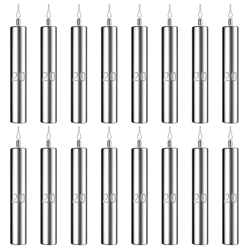 CAMATET 16pcs Lead Fishing Weights Sinkers, Small Drop Shot Weights with Barrel Swivels,3/4 oz Fishing Sinker for Saltwater Freshwater Fishing, Pencil Weight Sinkers for Bass Catfish Fishing