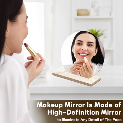 Espejo de maquillaje redondo sin marco para escritorio miniatura 3
