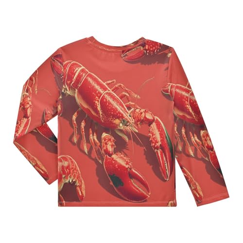 Red Lobsters Boys Rash Guard Long Sleeve UPF 50+ Boys Swim Shirt Quick Dry Shirt for 3-12 Years2