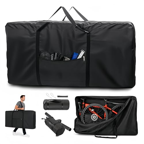 Goctoke Bike Travel Bag with Fillable Anti-Collision Compartment Heavy Duty Double-Layer 1200D Nylon Transport Case Large Airplane Storage Carrier for 26-29 Inch Mountain and 700C Road Bicycles
