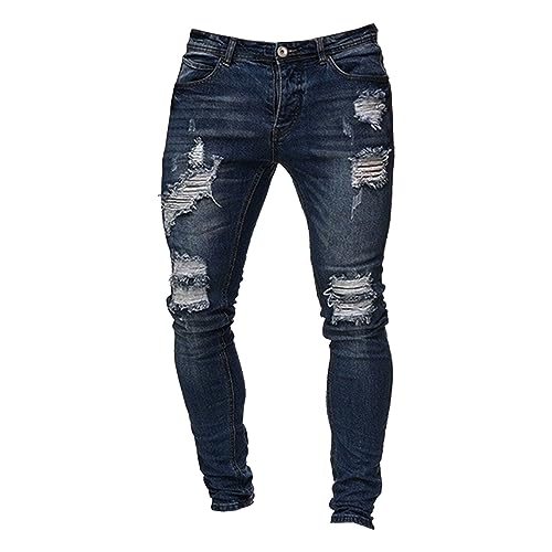 JEsilunmaMY Men's Slim Fit Ripped Skinny Jeans Distressed Stretch Destroyed Denim Pants Fashion Comfort Casual Jean Pants