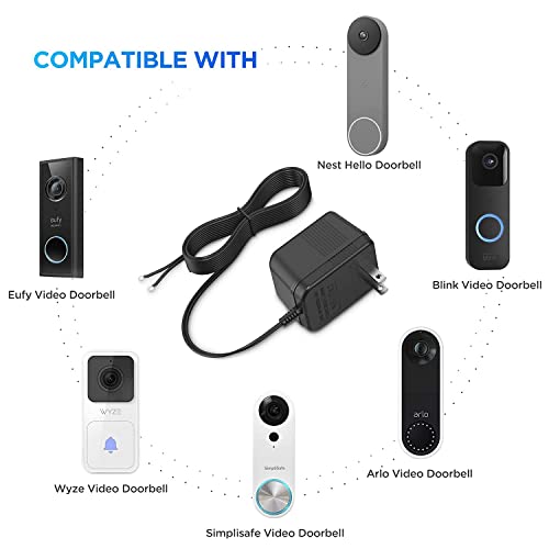 Ayotu 18V Doorbell Transformer For Nest Hello Video Doorbell, Power Supply Adapter Continuous Charging Without Fear Of Power Failure For Nest Doorbell (Not Include Doorbell), 16Ft/5M Black #TOP1