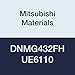 Mitsubishi Materials DNMG432FH UE6110 Carbide DN Type Turning Insert with Hole, General Cutting, CVD Coated, Rhombic 55?, 0.5" IC, 0.187" Thick, 0.031" Corner Radius, FH Breaker (Pack of 10)