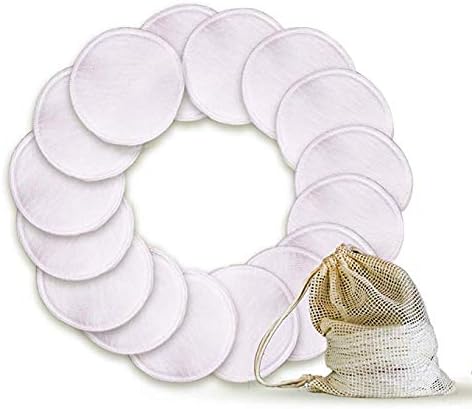 Reusable Cotton Rounds for Face - Set of 16 Washable Makeup Remover Pads with Laundry Bag - Made with Natural Bamboo for Clean Fresh Skin