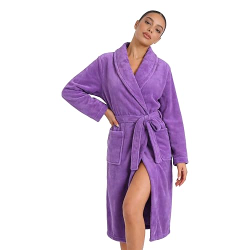 Image of HEARTNICE Womens Fleece Robes, Soft Plush Long Bathrobe, Thick Kimono Robes for Womens, Warm House Coat