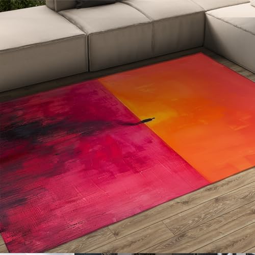 Tapis de sol antidérapant lavable rose rouge et orange