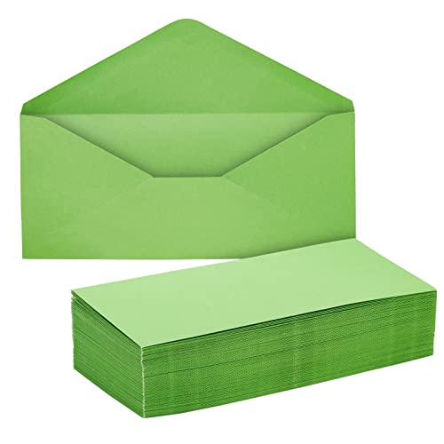 200 Pack Bulk #10 Green Envelopes With Gummed Seal, Business Size For Invitations, Mailing Letters, Checks, Greeting Cards (4-1/8 X 9-1/2 In) #TOP23
