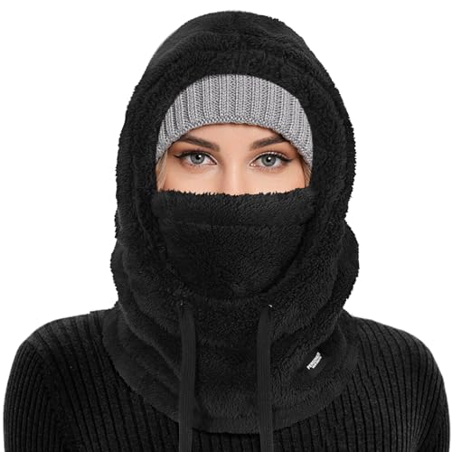 AYPOW Cagoule d'hiver en Polaire Chaud Homme Femme, Masque de Ski Bonnet Multifonction Coupe-Vent Thermique, Chapeau en Polaire avec Cache-Cou, pour Sports de...