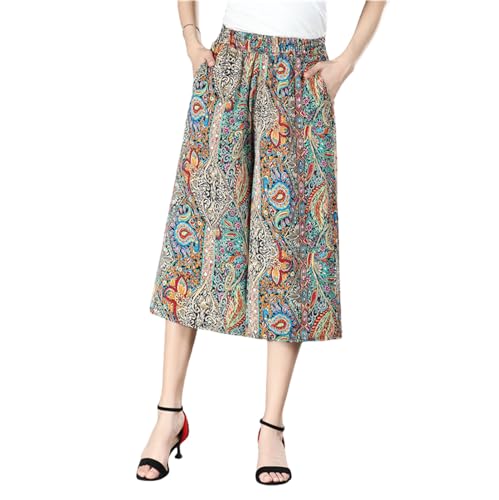 Tyracharm Culottes, Curvyflair High Waisted Wide Leg Culottes, Culottes, Women's High Elastic Waist Pleated Culottes