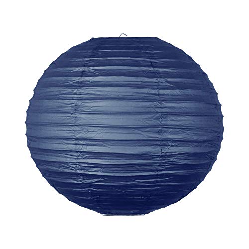 Boule Papier Bleu Navy 40cm - Lampion Papier en Papier de Riz - Lanterne Japonaise Bleu Navy pour Décoration de Mariage, Anniversaire, Fêtes