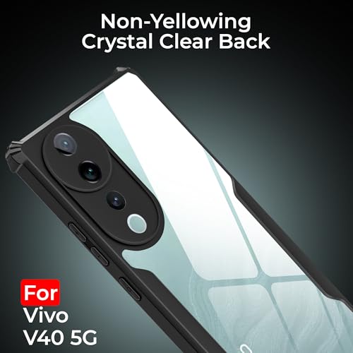 Image of A rtistque Clear Hard Transparent Acrylic Armor Anti-Drop Shockproof TPU Edge Back Cover Case for Vivo V40 - Black