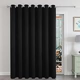 Joydeco Blackout Patio Sliding Door Curtains 84 Inches Long, Grommet Privacy Room Divider Curtains, Extra Wide Thermal Blackout Drapes for Bedroom Living Room (Black, 100Wx84L, 1 Panel)