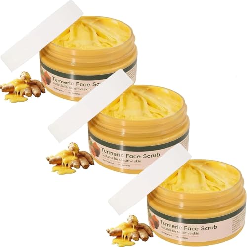 Crema Exfoliante Facial de Cúrcuma, Exfoliante Facial Diario Natural,Para Manchas Oscuras, Cicatrices de Acné y Aclarador de Piel