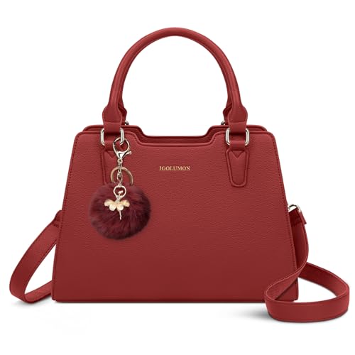 [IGOLUMON] ハンドバッグ レディース 撥水加工 3色 ショルダーバッグ ファスナー付き 肩掛け 斜め掛け