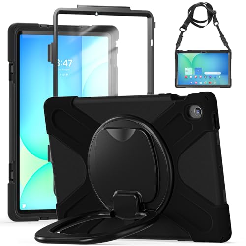 Protection intégrale Samsung Galaxy Tab S10 FE+ Plus antichoc noir avec vitre et béquille
