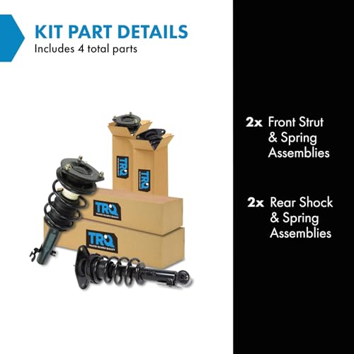 Image of TRQ Front and Rear Complete Strut Assembly and Shock Absorber Kit Complete Strut Coil Spring Assembly Shock Spring Compatible with 2007-2015 Mini Cooper
