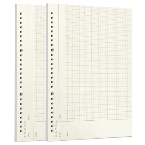 Image of Zelten Loose Leaf Punched Paper Refills Paper for 6 Hole Binder Personal Organizer Diary Notebook Refillable Planner (Square Connell,B5 /26 Hole)