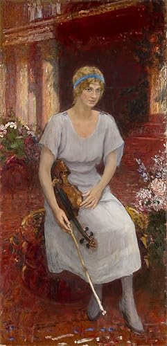 POSTERIIk Famoso impresion Pared Arte cuadros de lienzo Ritratto della violinista Cecilia Hansen di Ilya Efimovich Repin Para la Decoración de la Oficina 60x90cm