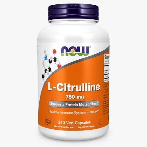 NOW Foods Supplements L-Citrulline 750 mg Supports Protein Metabolism* Amino Acid 240 Veg Capsules