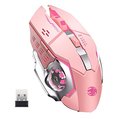 Q85-Rechargeable-Wireless-Gaming-Mouse-24G-LED-Optical-Silent-Wireless-Computer-Mouse-with-4-LED-Light-3-Adjustable-DPI-Ergonomic-Design-Auto-Sleeping-Pink