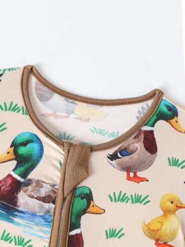 Image of Unisex Baby Bamboo Viscose Long Sleeve Romper, Cute Prints Zipper Footless Jumpsuit, Toddler One-Piece Outfits