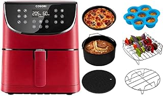 COSORI Air Fryer with 100 Recipes Cookbook,1700-Watt Max XL 5.5 L Digital Touchscreen Air Fryers Oven with 11 Presets, Oil Free Hot Cooker, Nonstick Basket Red, CP158-AF & Air Fryer Accessories Set