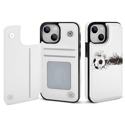 適用 iPhone15用ケース 手帳型 サッカー ボール スマホケース カード収納 スタンド機能 アイフォン15ケース 耐衝撃 PUレザー カバー 財布型 Case