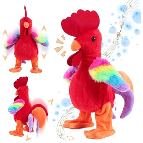 SdeNow Musical Squawking Dancing Chicken Toy Stuffed Animal Talking Walking Singing Rooster Electronic Interactive Stuffed Chicken Plush Toys Gifts Cover