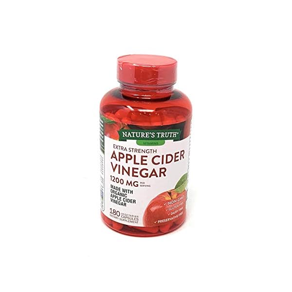 Nature's Truth Organic Apple Cider Vinegar Extra Strength Quick Release 1200 MG Gluten Free, Dairy Free, Non -GMO, No…