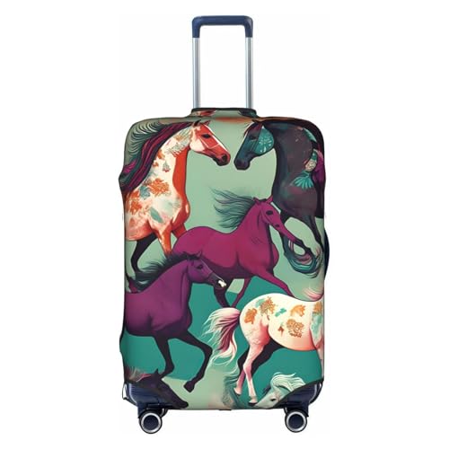 Various Kinds Of Horses Print Personalized Travel Luggage Cover With Zipper, Elastic Luggage Cover,For Daily Use