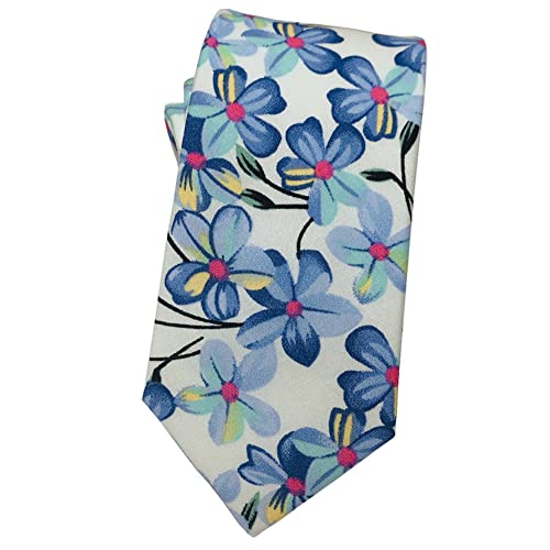 Image of Mantieqingway Men's Cotton Floral Neck Tie 2.56'' Printed Skinny Tie