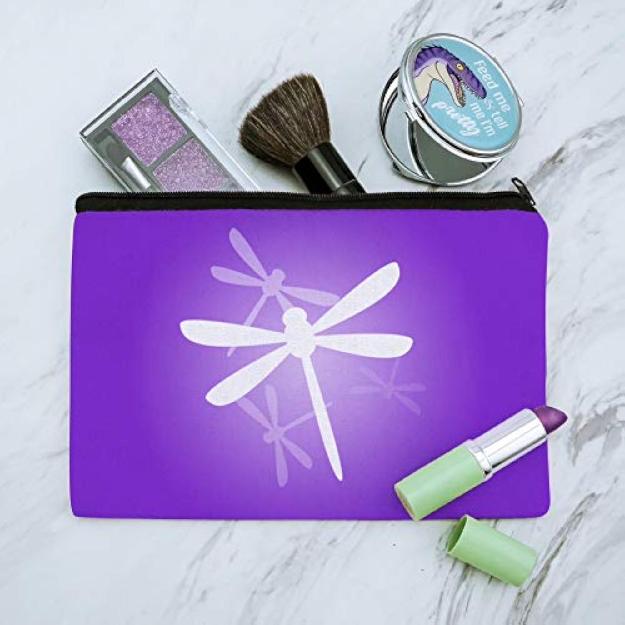 Purple Dragonfly Makeup Cosmetic Bag Organizer Pouch