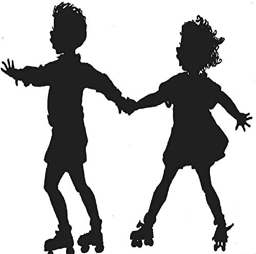 Ornement ajouré et statues de silhouette en métal de jardin de jeu de patinage noir