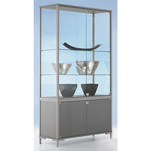 BST LINK Staufachvitrine - Verglasung 4-seitig, mit Unterschrank - HxBxT 1860 x 1500 x 400 mm - Glasschrank Glasschränke… – Bild 3