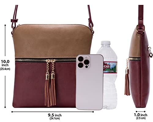 Image of Solene Womens Lightweight Medium Crossbody Purse with Tassel, Perfect Size Crossbody Bags for Daily Use, travel