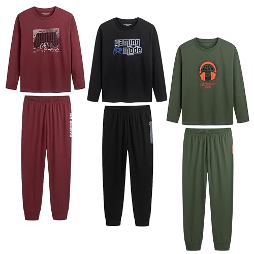 The Essentials Wardrobe 3PK Boys LS Long Pyjamas- Gaming Mode - 8-9 Yrs