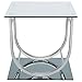 Coaster Home Furnishings - Danville - Square U-Shaped End Table with Electroplated Metal Frame, Glass Top and Mirrored Base - Living Room - 26-Inch - Chrome - 704987