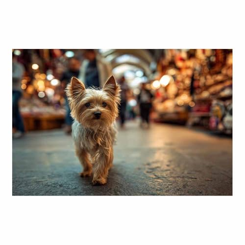 Toile animaux chien mignon decoration maison tableau orange grand format 80x120cm