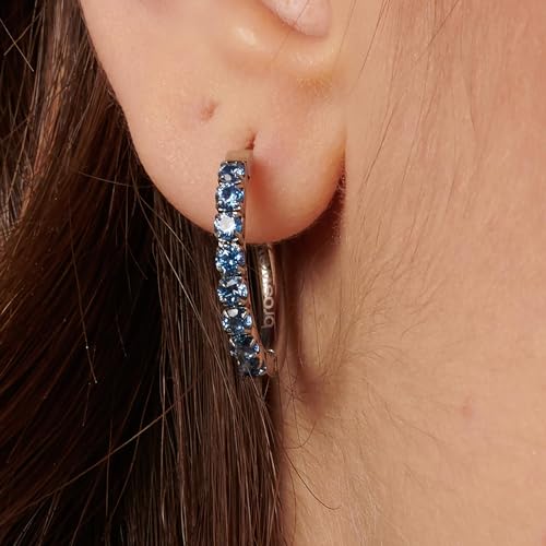 Brosway Boucles d'oreilles créoles femme en acier, boucles d'oreilles femme collection Desideri - BEIE018, Ø 21,5mm, Acier inoxydable, Zircone cubique – vue 3