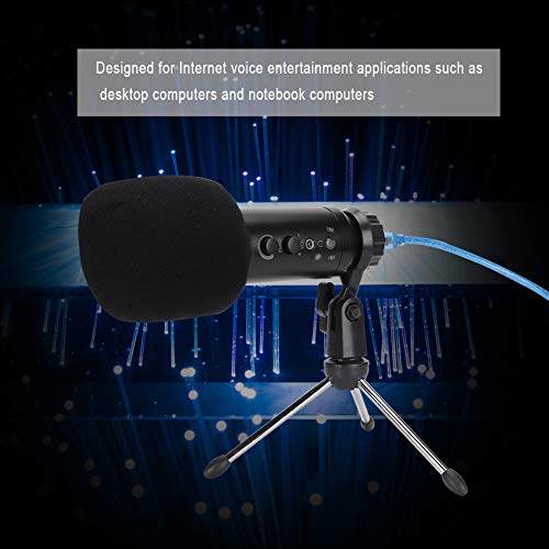Microfone condensador, fácil de instalar Microfone de podcast cardióide USB de liga de zinco de baix