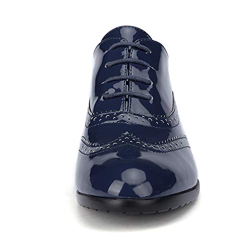 Odema Womens PU Leather Oxfords Wingtip Lace up Mid Heel Pumps Shoes … - Image 4